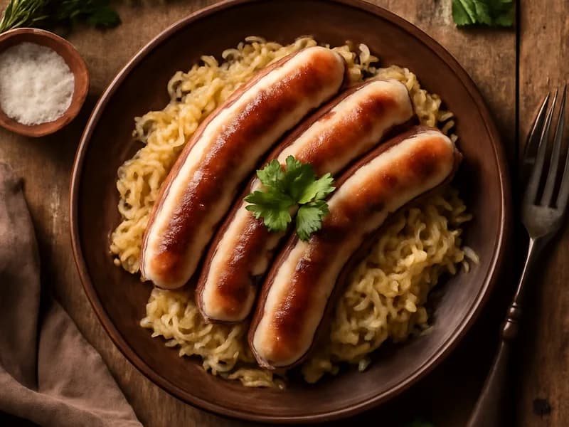 Bayerische Bratwurst mit Sauerkraut