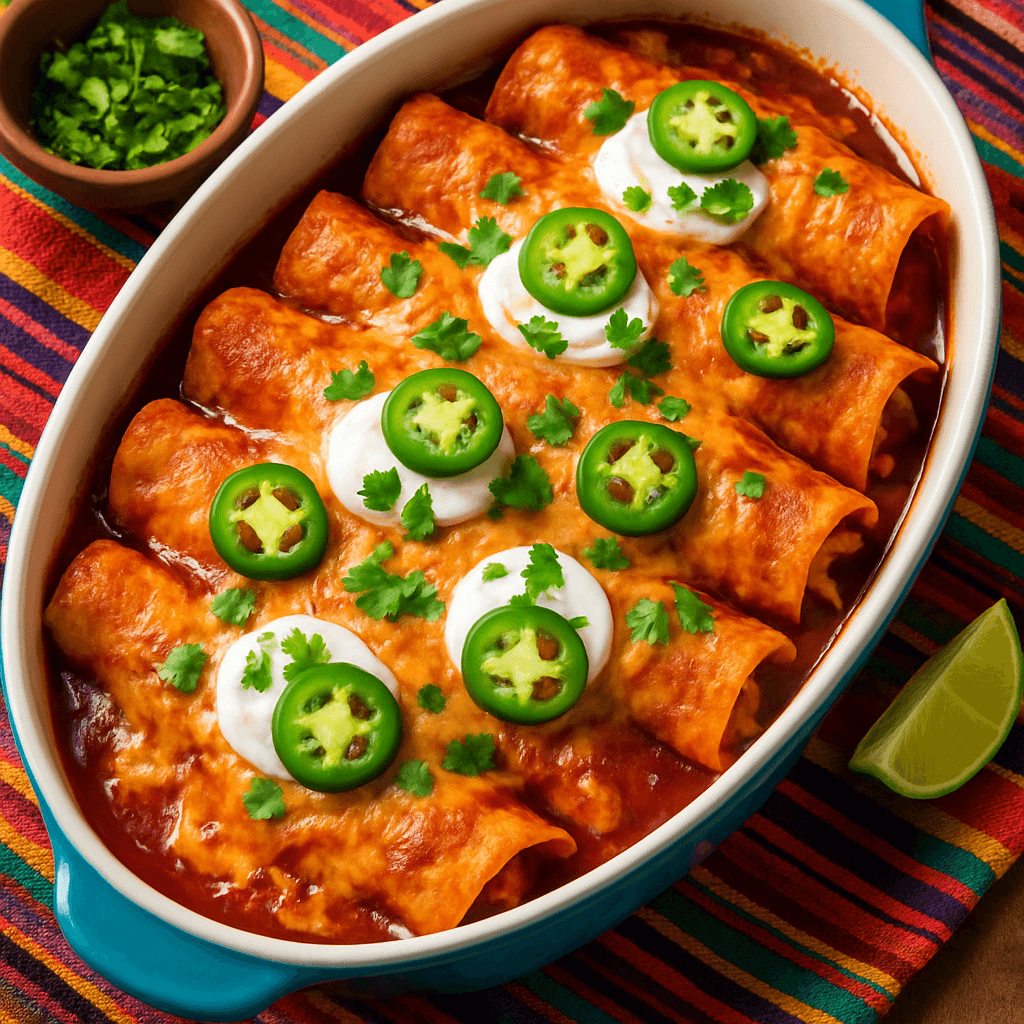 Hähnchen-Enchiladas – Saucig, käsig und einfach zuzubereiten Rezept