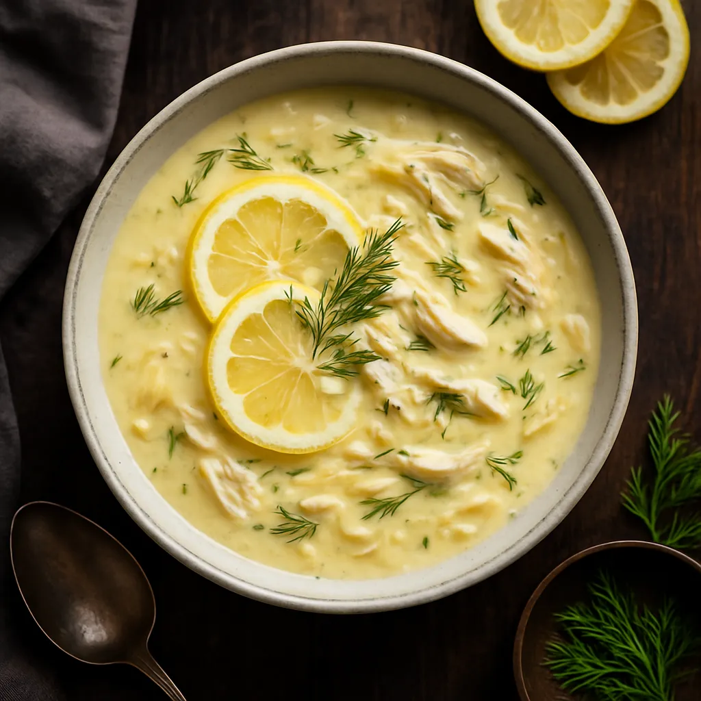 Creamy Mediterranean Lemon Chicken Soup