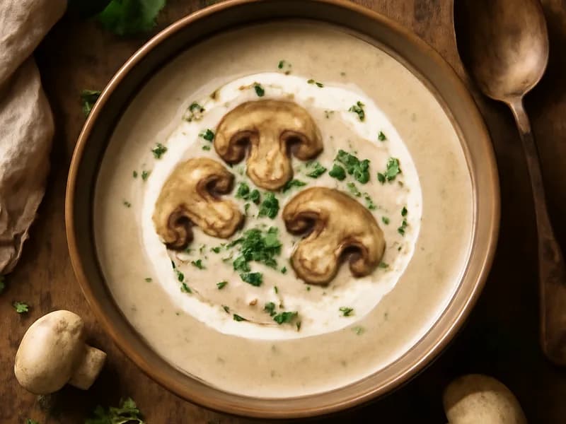 Cremige Champignonsuppe mit Sahne