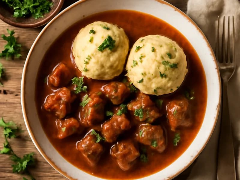 Gulasch mit Semmelknödeln