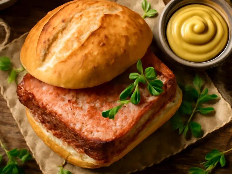 Leberkäse Sandwich with Mustard