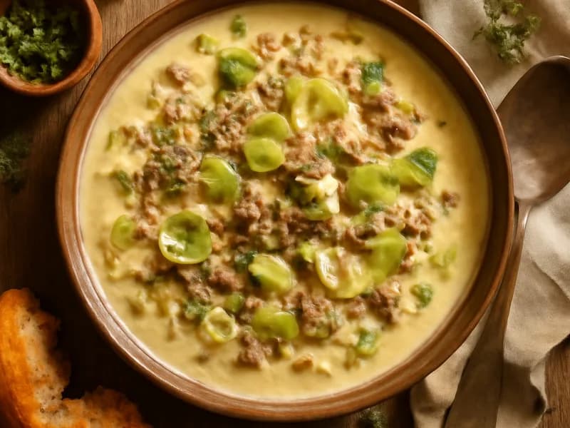 Käse-Lauch-Suppe mit Hackfleisch