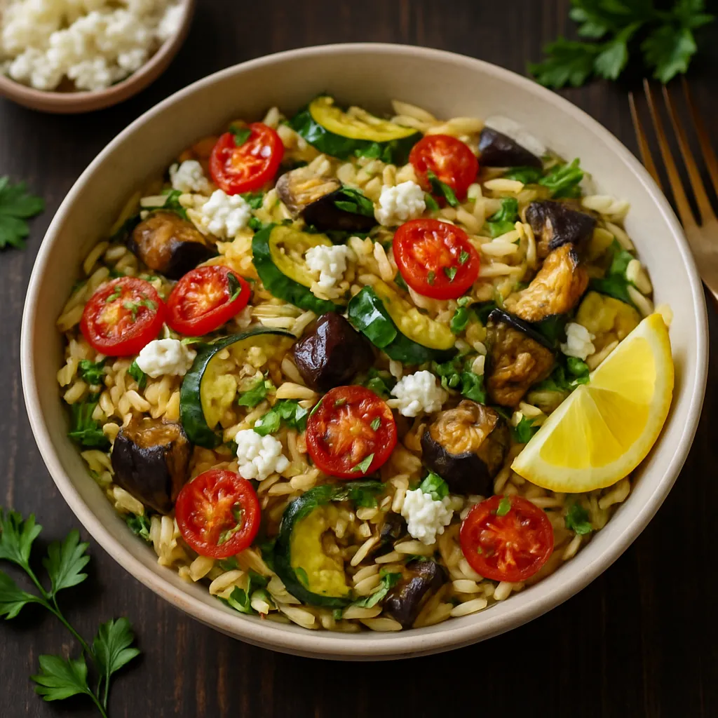 Lemon Herb Orzo with Roasted Vegetables