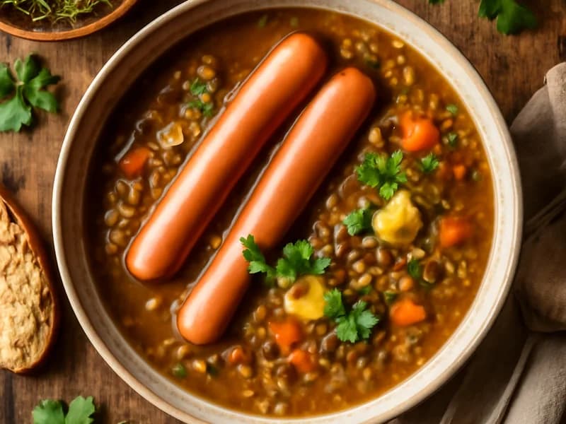 Linsensuppe mit Würstchen