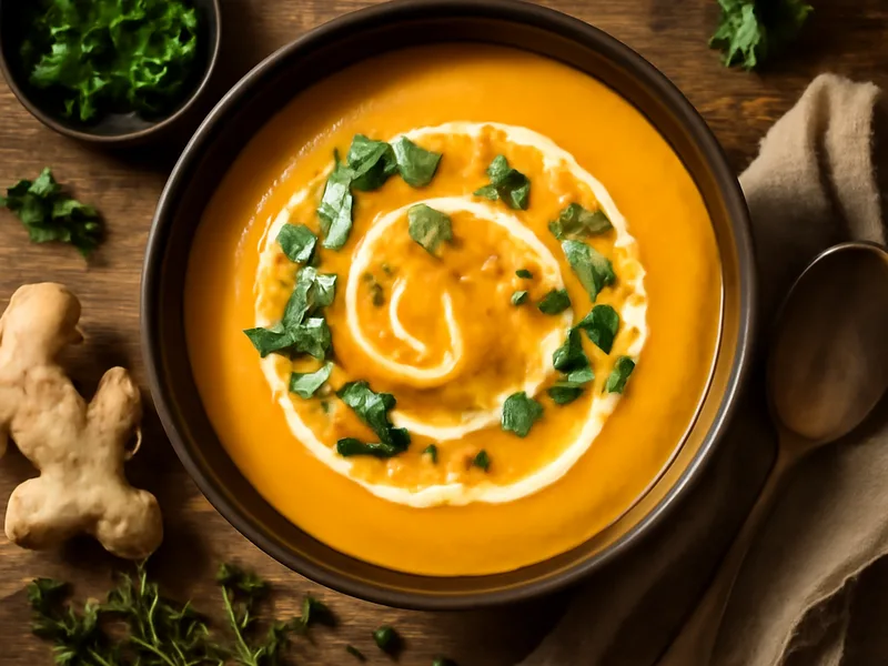 Kürbissuppe mit Ingwer und Kokosmilch