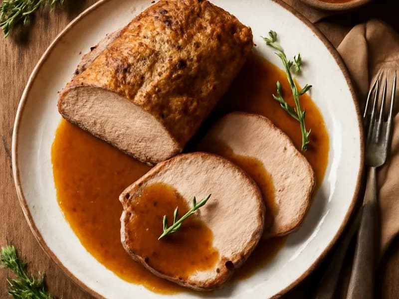 Senfbraten vom Schwein mit Bratensauce