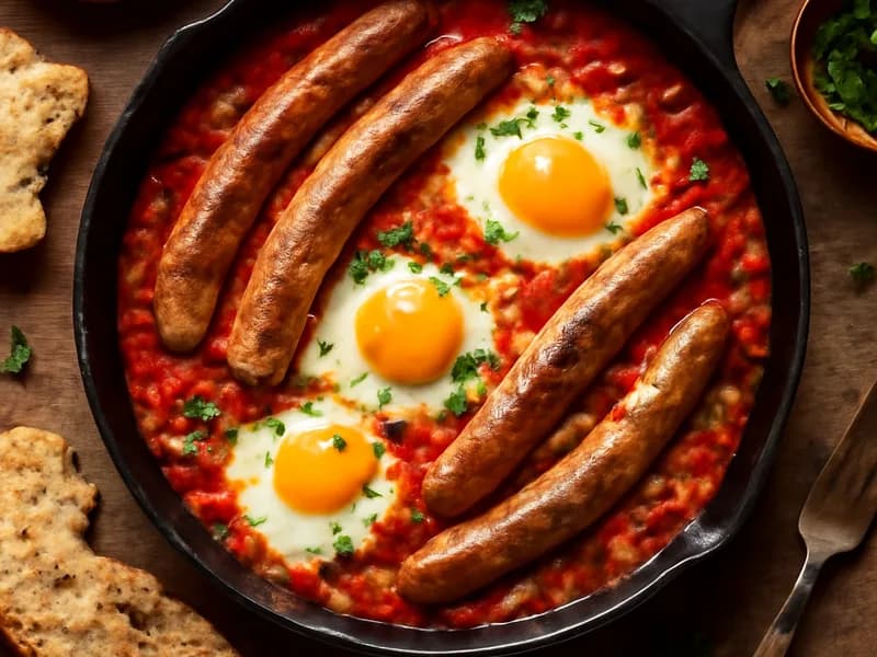 Shakshuka nach deutscher Art mit Bratwurst