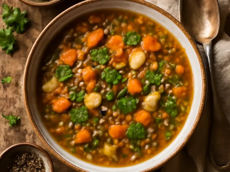 Vegane Linsensuppe mit Wurzelgemüse