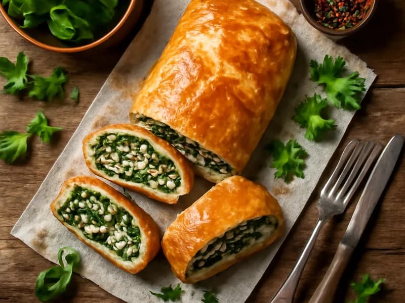 Gemüsestrudel mit Spinat und Feta